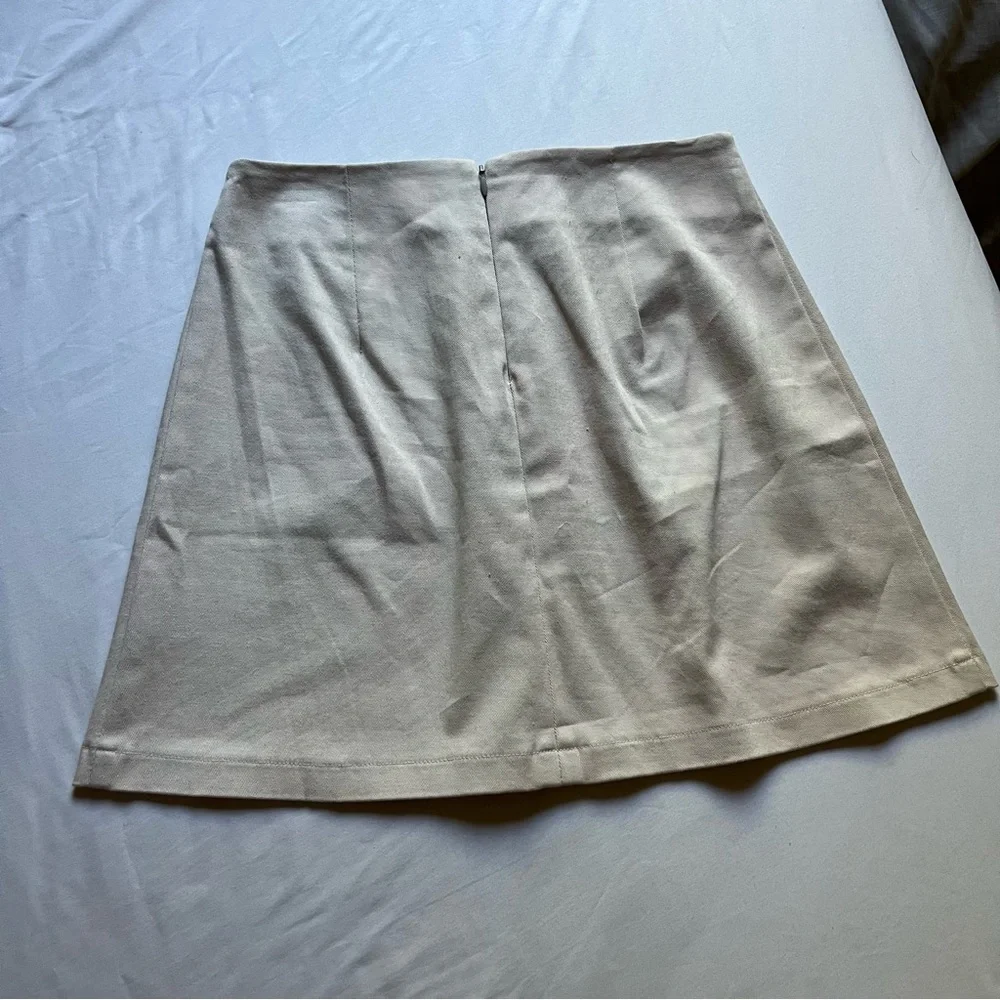 BEC + BRIDGE ivory cream cotton tortoise shell‎ button up mini skirt